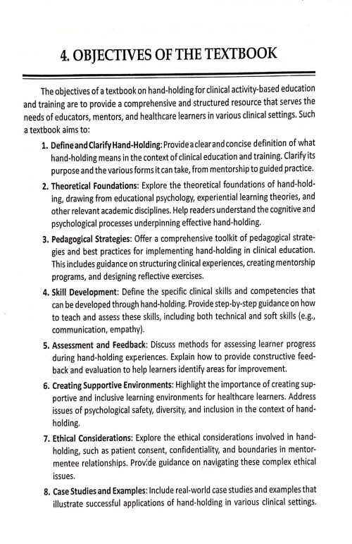 Text Book on Hand-Holding for Clinical Activity